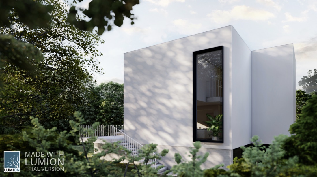 Wizualizacja zewnętrzna - widok na ogród i taras